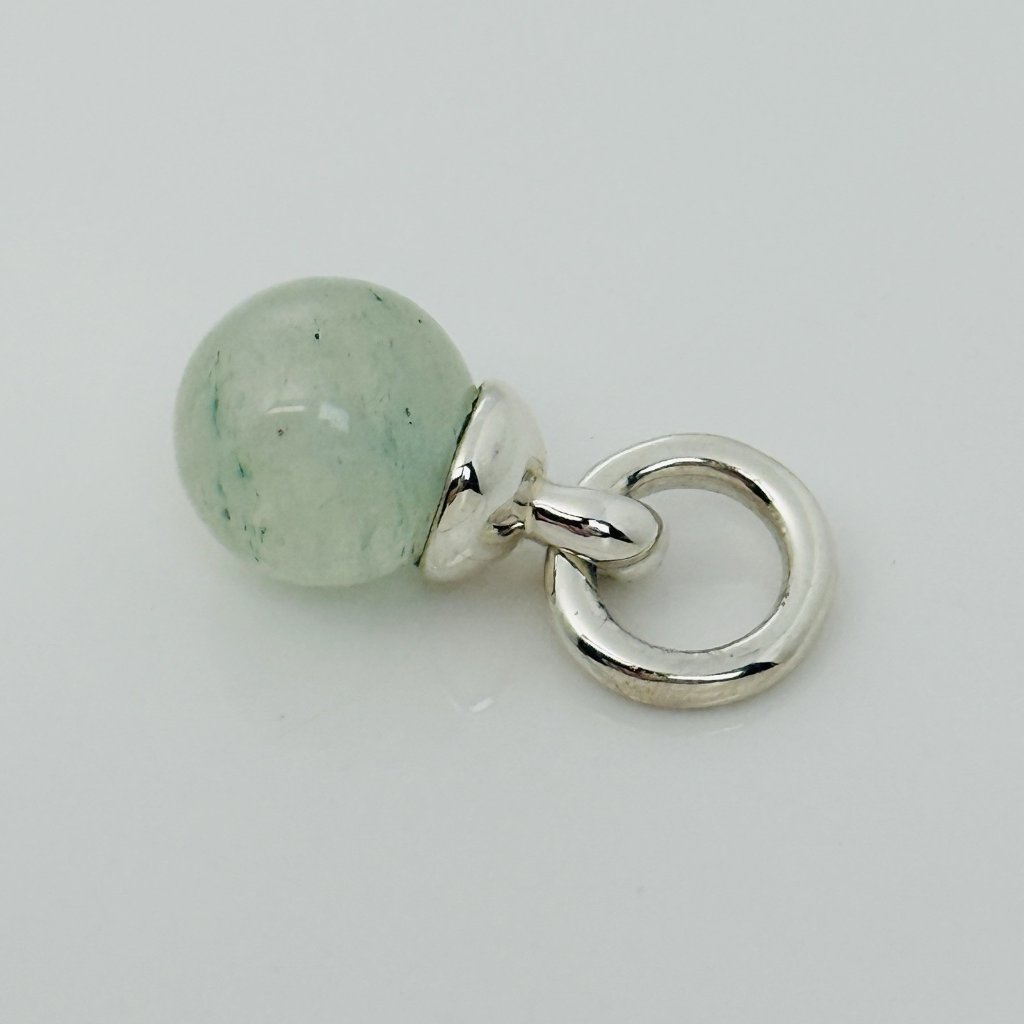 Rare Tiffany Co Green Aventurine Fascination Ball Silver Charm Pendant Rare Tiffany Co Green Aventurine Fascination Ball Silver Charm Pendant